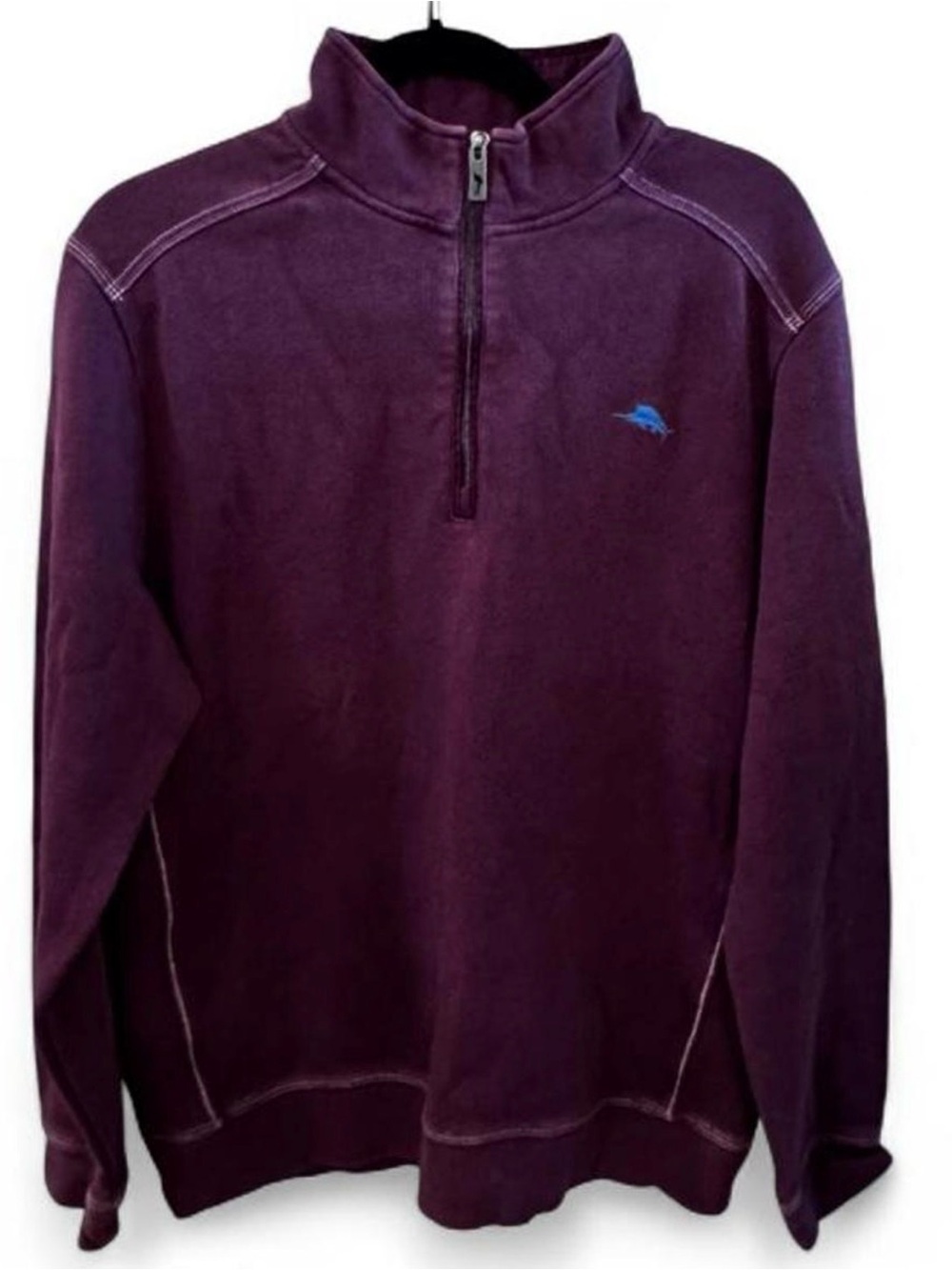 Tommy Bahama 100% Cotton Tobago Bay Half Zip Plum - Purple Turquoise Marlin